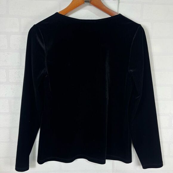 Vintage AGB Womens Velvet Cardigan Size Small Black Velvet Witchy Goth - Picture 10 of 14